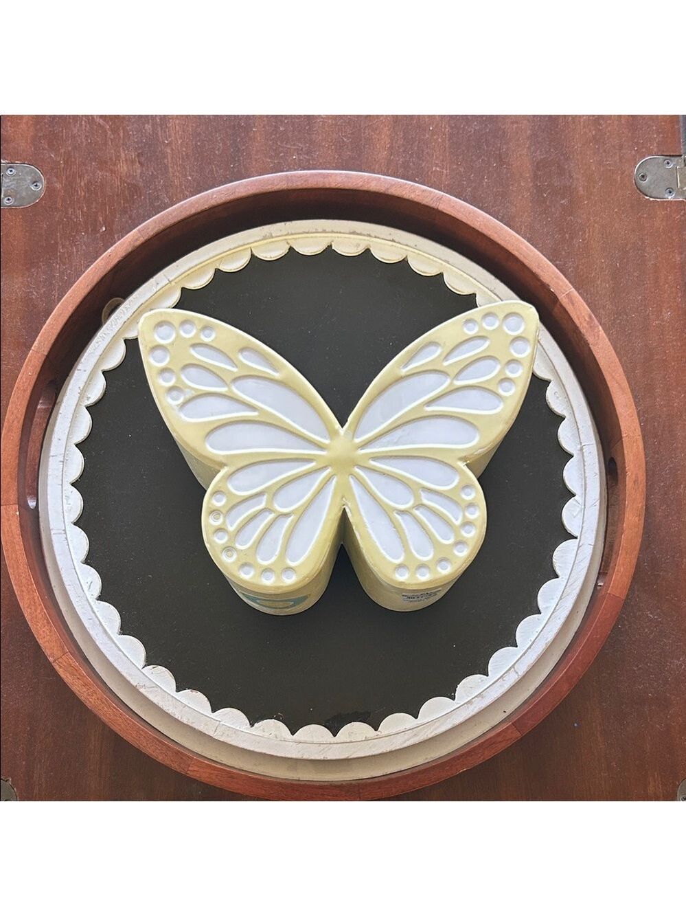 Yellow + White Butterfly Shape Sunny Club Outdoor Metal Planter NEW